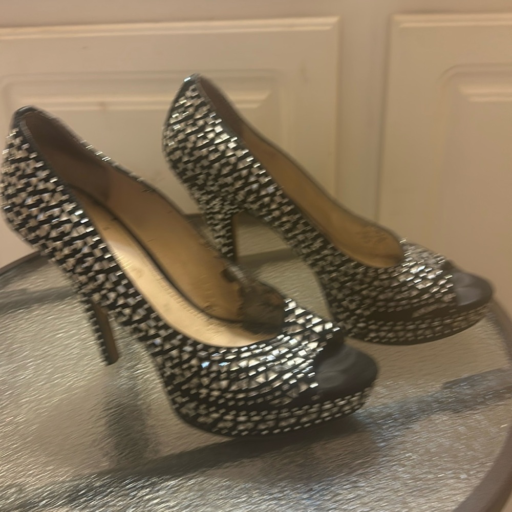Black stylist crystal heels